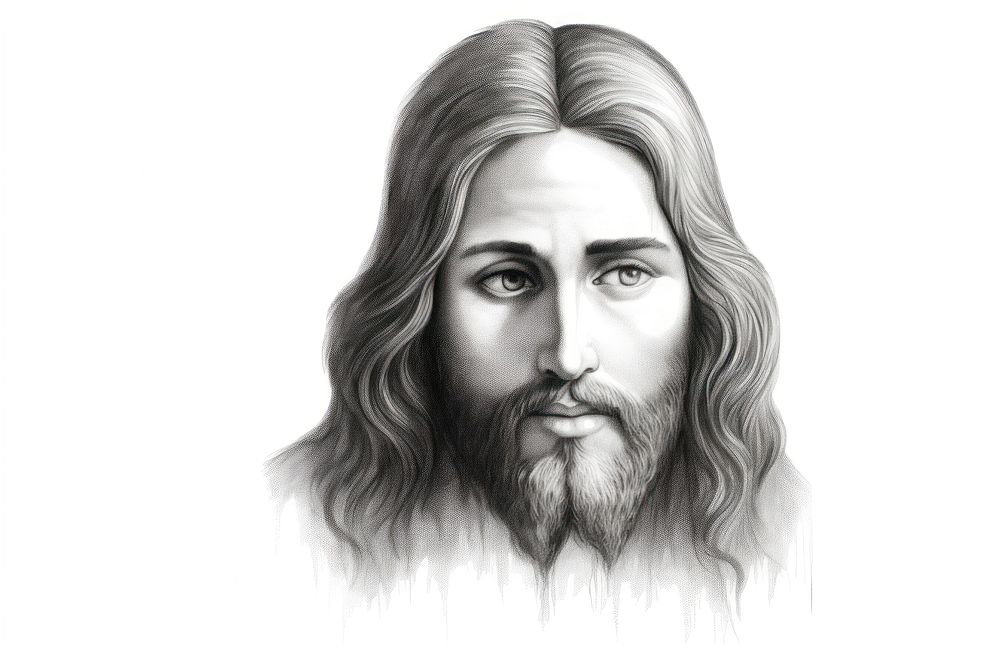  Jesus drawing sketch portrait. AI generated Image by rawpixel.