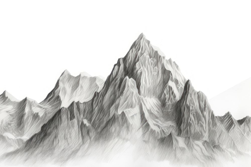  Snow mountain landscape drawing sketch nature. 