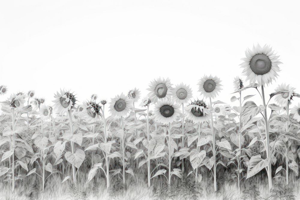  Sunflower meadow outdoors drawing sketch. AI generated Image by rawpixel.