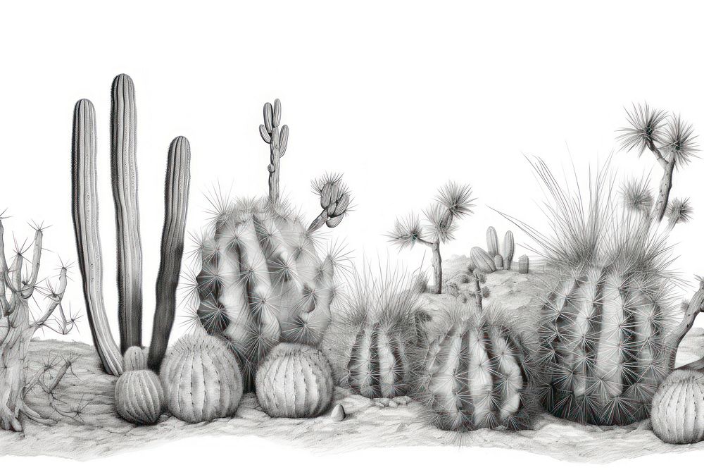  Cactuses drawing sketch plant. 