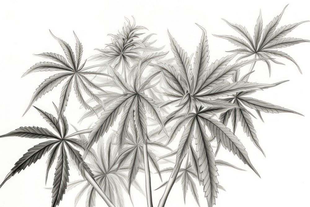  A group of cannabis drawing sketch plant. AI generated Image by rawpixel.