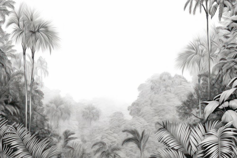 Tropical forest drawing sketch vegetation. | Free Photo Illustration ...