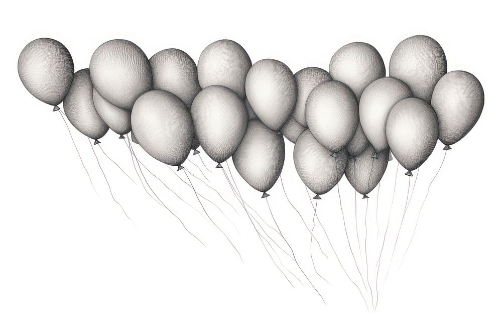  Balloons drawing sketch white. AI generated Image by rawpixel.