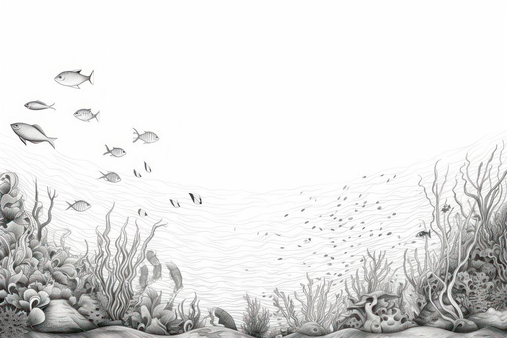  Under the ocean drawing sketch tranquility. AI generated Image by rawpixel.