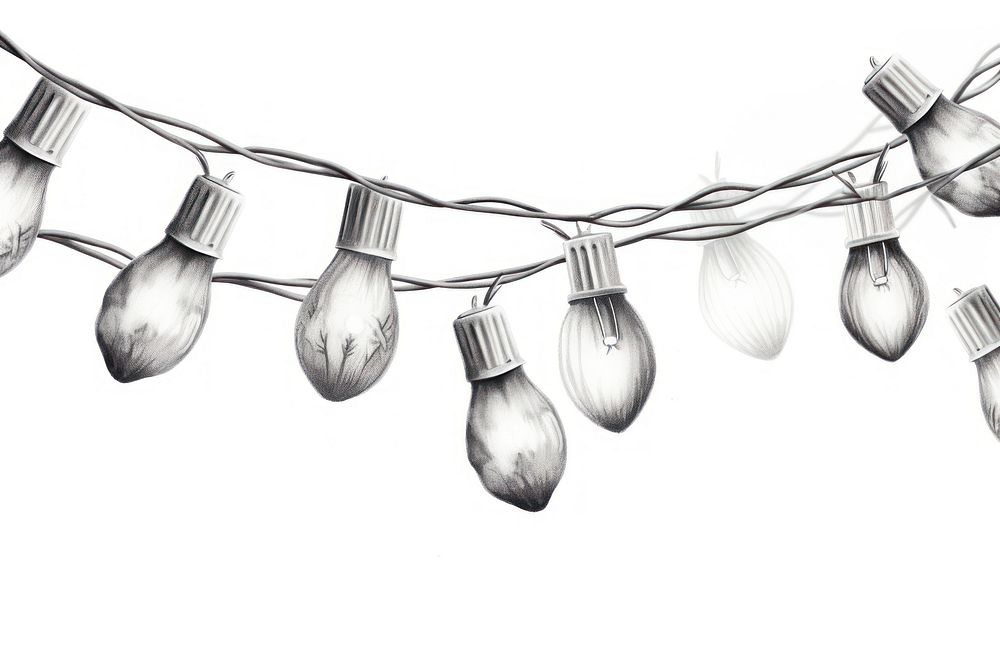  Christmas light lightbulb sketch electricity. AI generated Image by rawpixel.