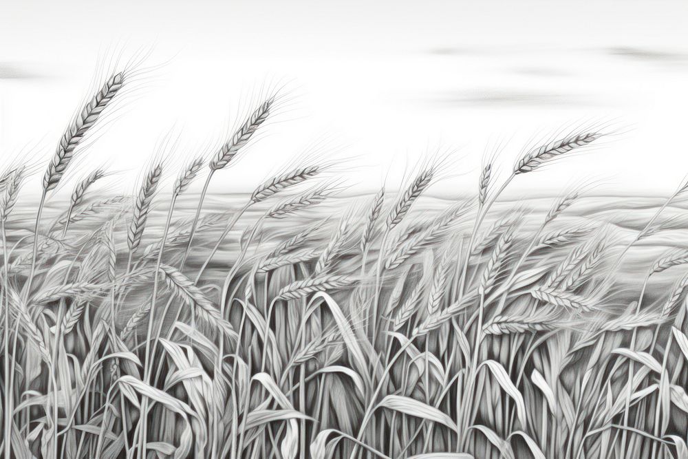  Wheat fields drawing sketch plant. AI generated Image by rawpixel.