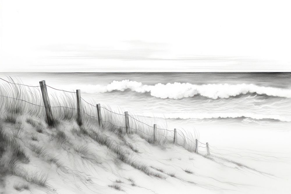  Beach drawing sketch outdoors. AI generated Image by rawpixel.