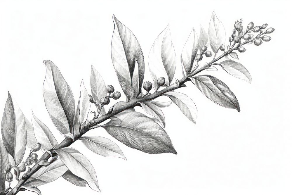  Plant drawing sketch white. AI generated Image by rawpixel.