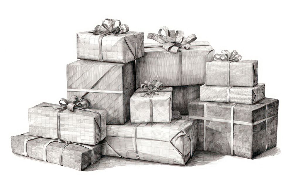  Gift boxes drawing sketch celebration. AI generated Image by rawpixel.