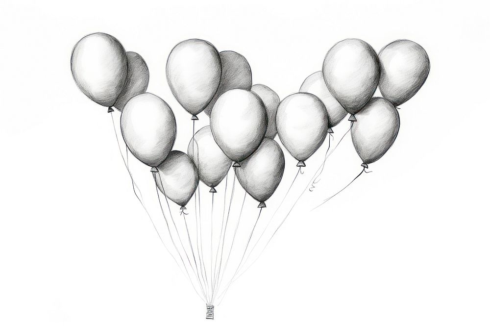  Balloons drawing sketch white. AI generated Image by rawpixel.