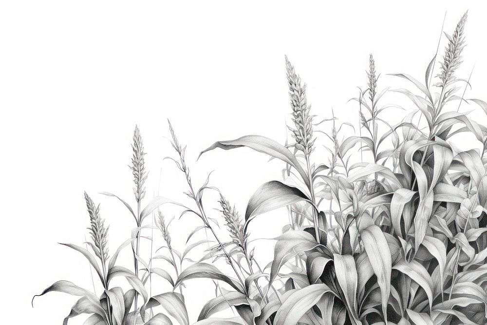  Plant sketch drawing grass. AI generated Image by rawpixel.
