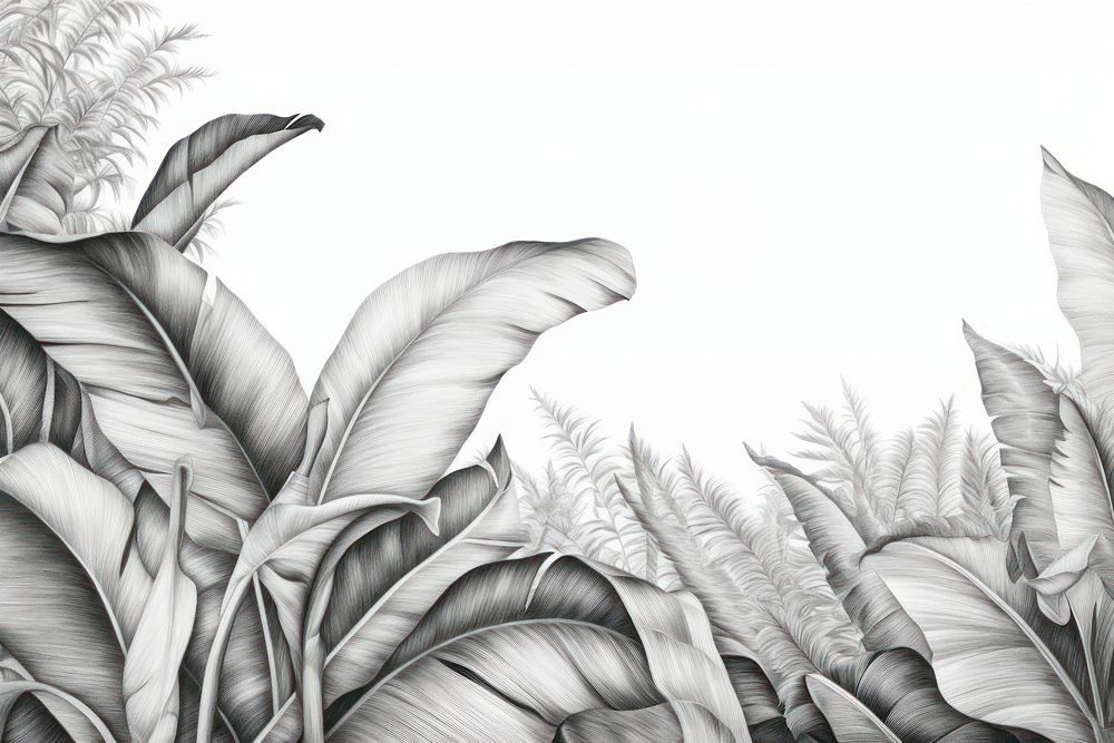  Tropical leaves drawing sketch agriculture. AI generated Image by rawpixel.