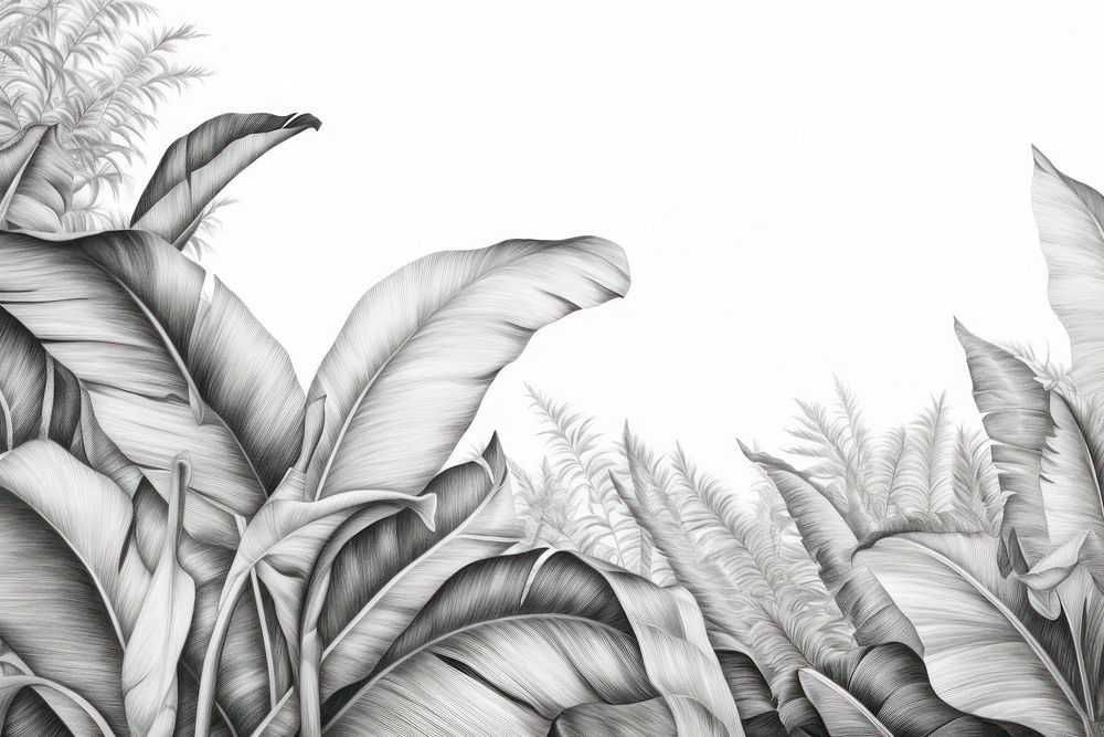  Tropical leaves drawing sketch agriculture. 