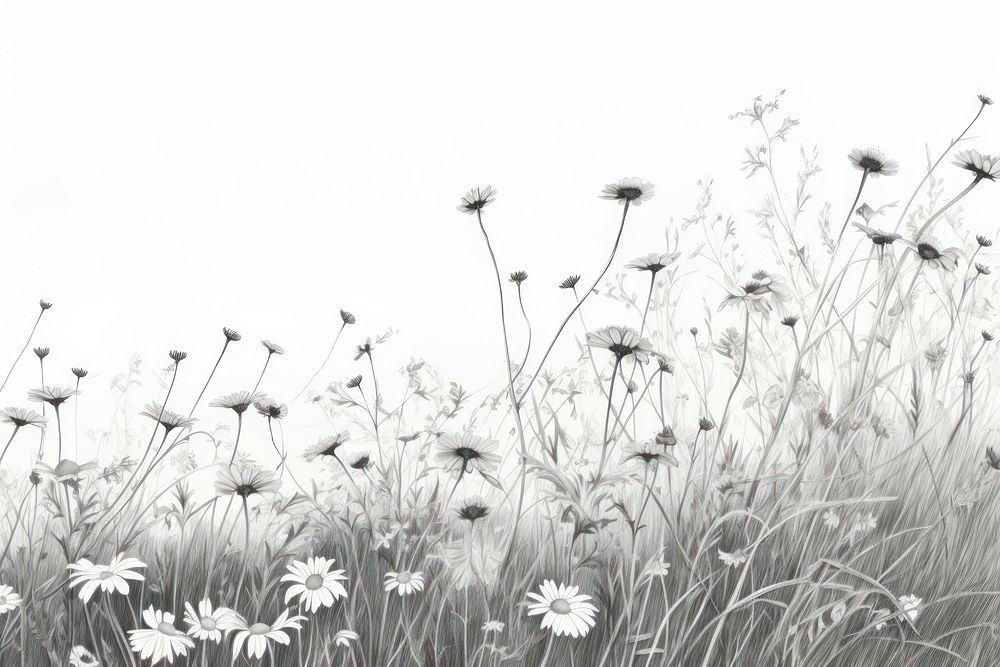  Daisy meadow outdoors drawing nature. AI generated Image by rawpixel.