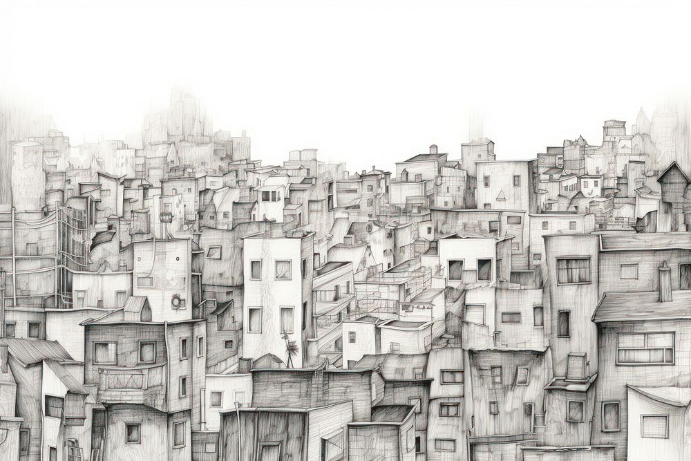 City drawing sketch neighbourhood. AI generated Image by rawpixel.