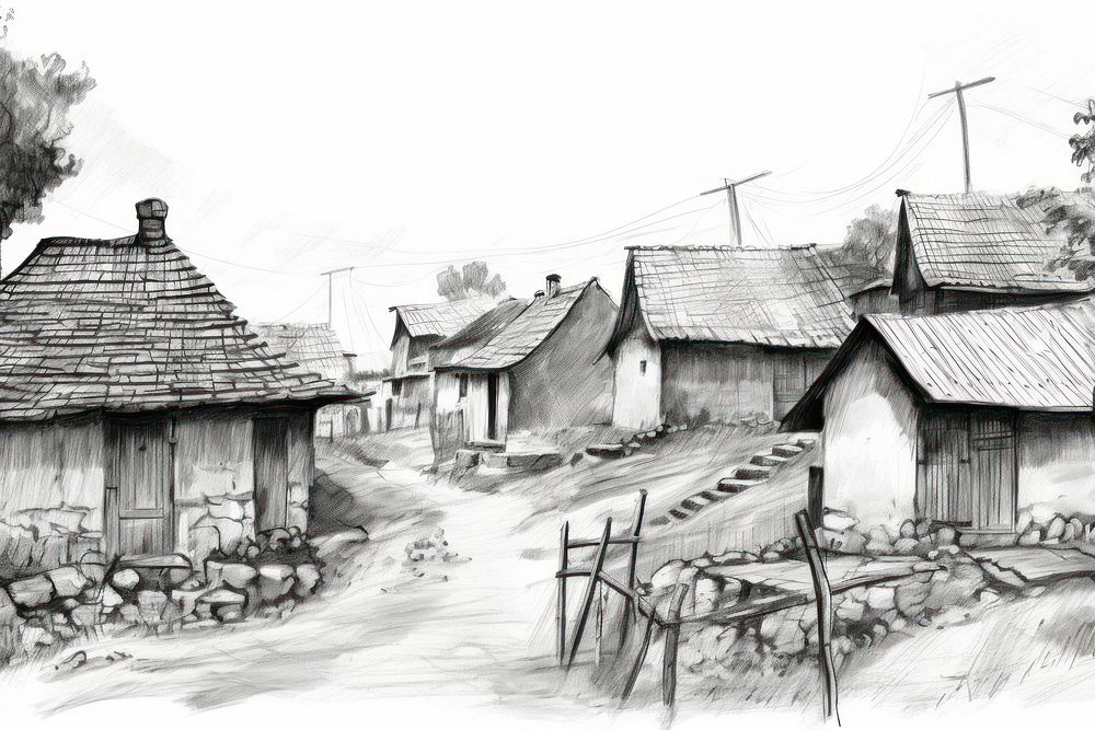  Village drawing sketch architecture. AI generated Image by rawpixel.