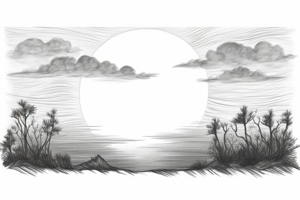  Sunset drawing sketch tranquility. AI generated Image by rawpixel.