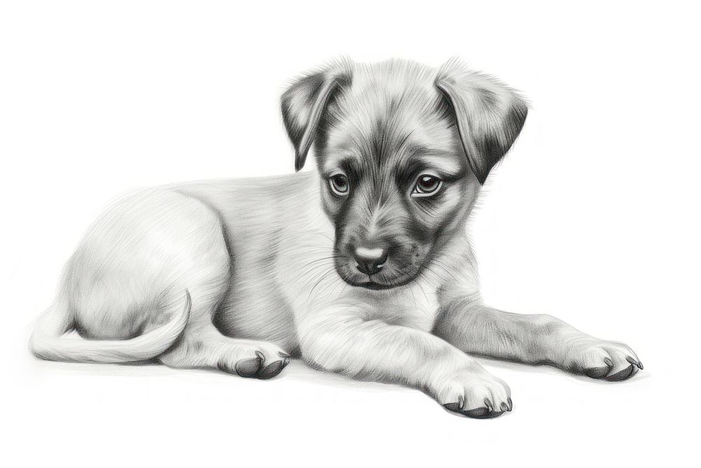  Puppy drawing sketch mammal. AI generated Image by rawpixel.