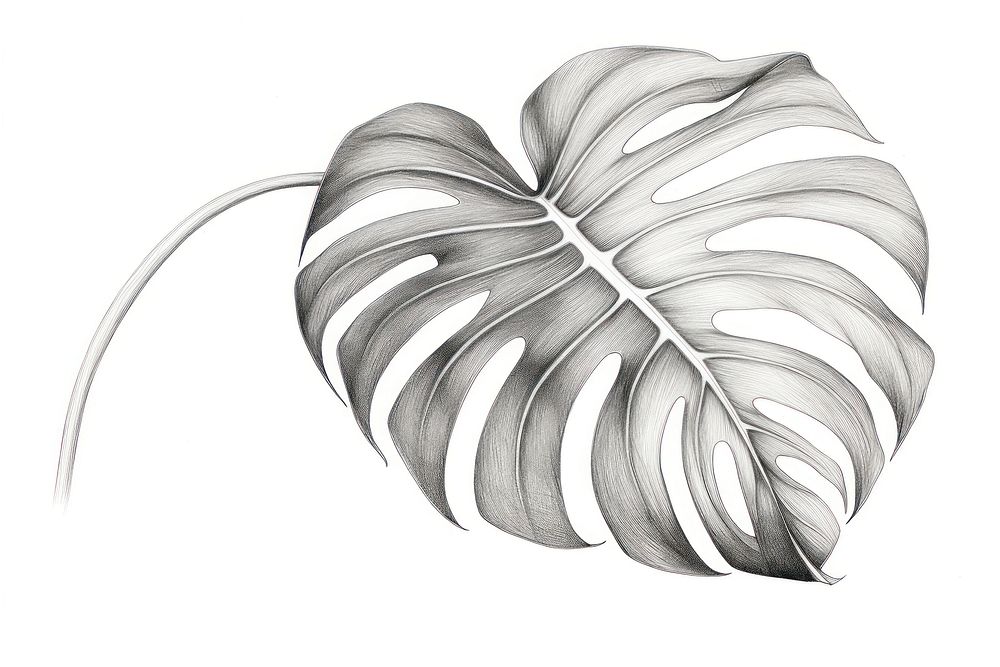  Monstera drawing sketch plant. AI generated Image by rawpixel.