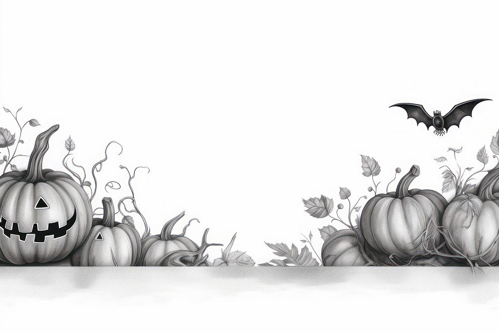  Border graphic of Halloween drawing sketch halloween. AI generated Image by rawpixel.