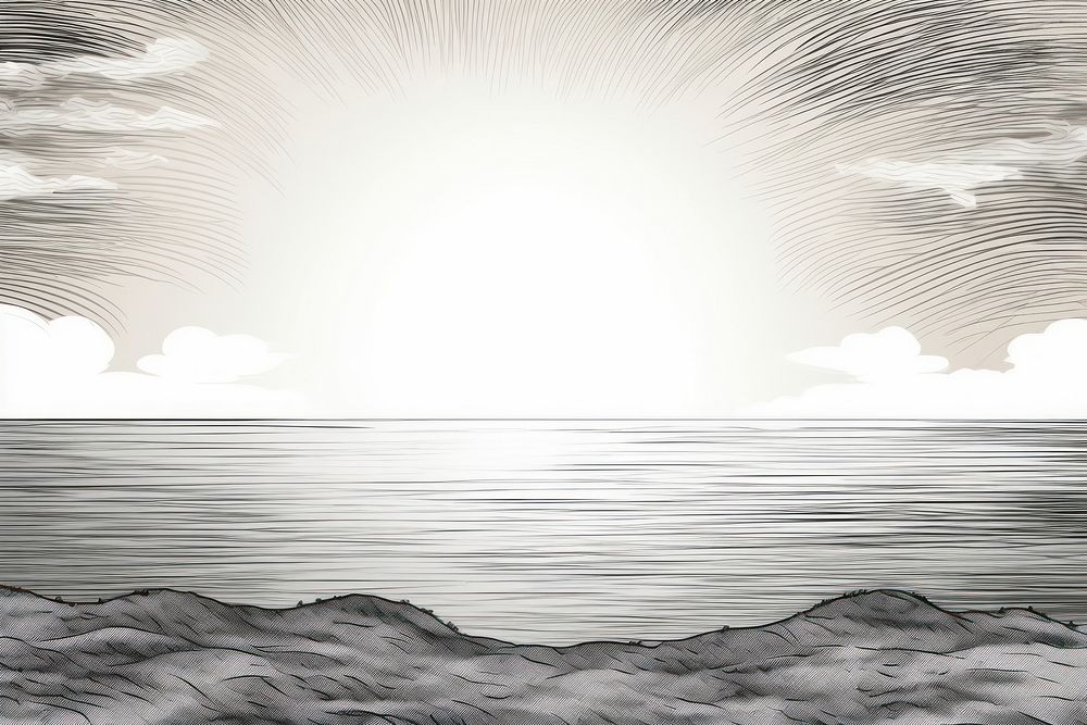  Sunset outdoors horizon drawing. AI generated Image by rawpixel.