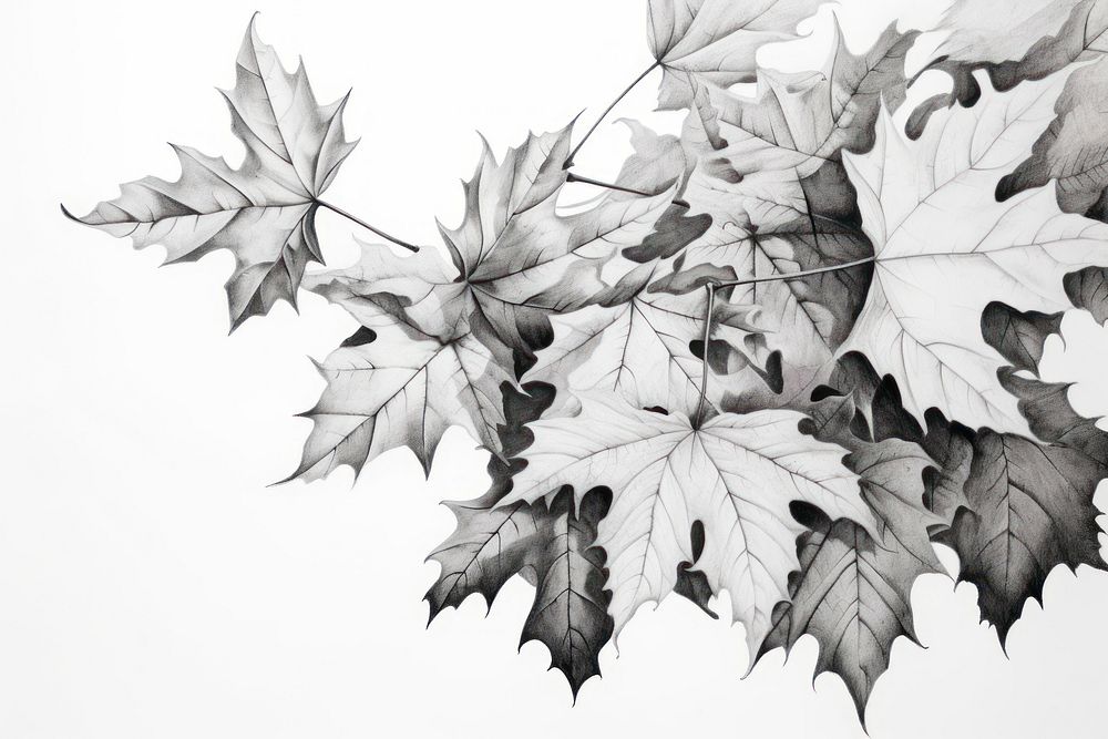  Autumn leaves falling drawing sketch plant. AI generated Image by rawpixel.