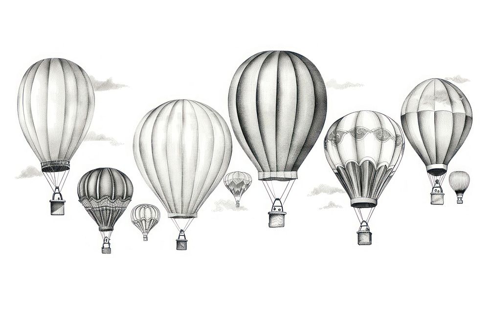  Hot air balloons aircraft vehicle drawing. AI generated Image by rawpixel.