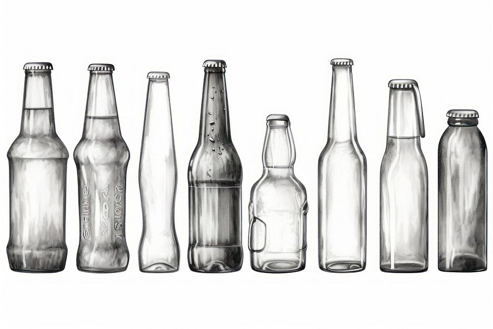  A group of beer drawing bottle sketch. AI generated Image by rawpixel.