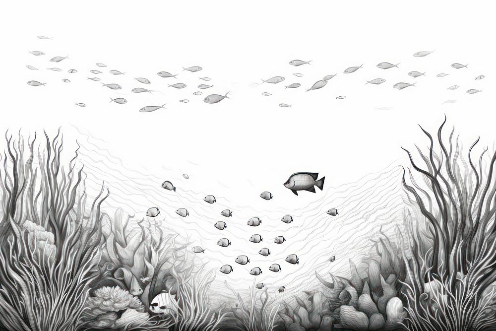  Under the ocean drawing sketch outdoors. AI generated Image by rawpixel.