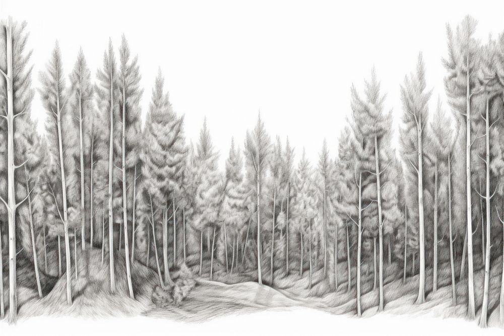  Forrest drawing sketch plant. AI generated Image by rawpixel.