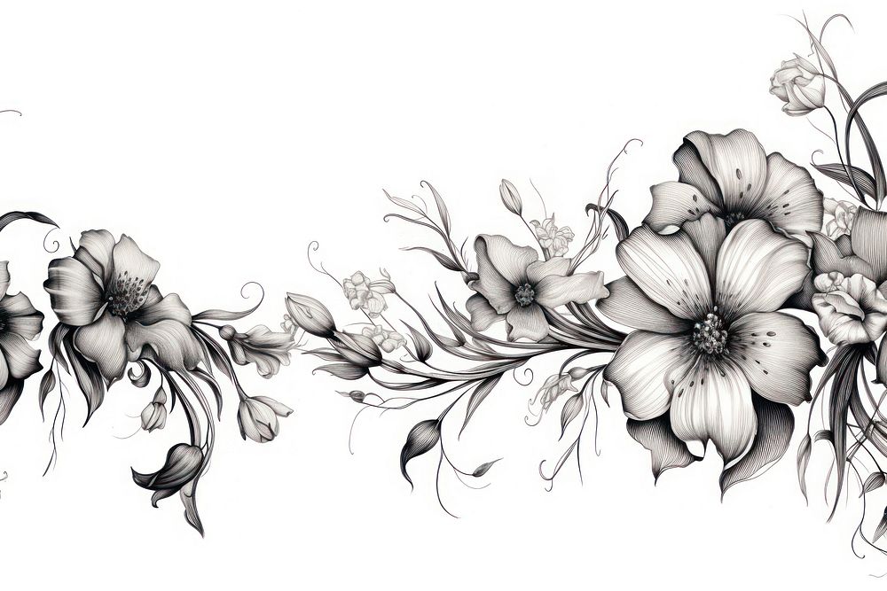  Flowers drawing sketch graphics. AI generated Image by rawpixel.