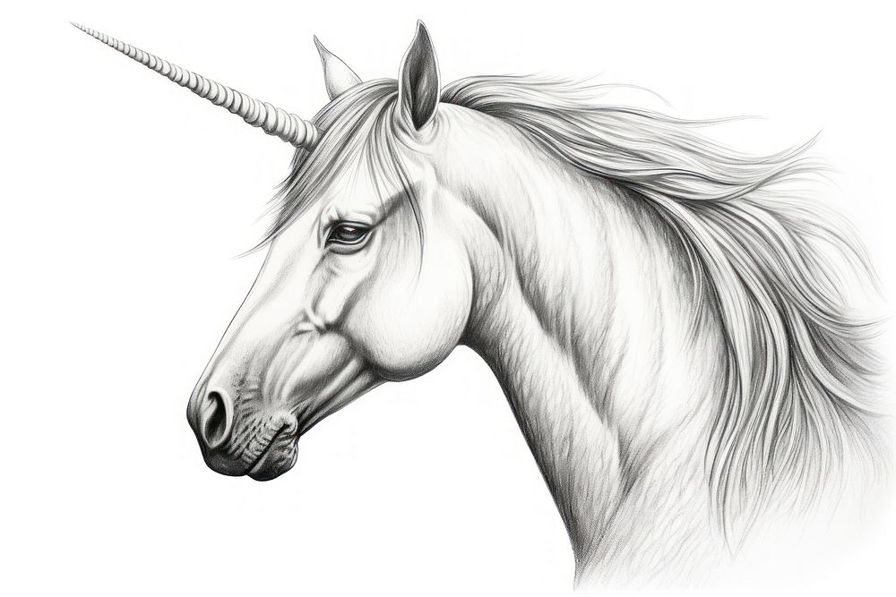  Unicorn drawing sketch animal. AI generated Image by rawpixel.