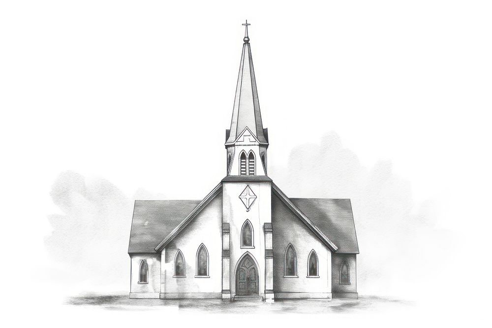  Church drawing sketch architecture. AI generated Image by rawpixel.