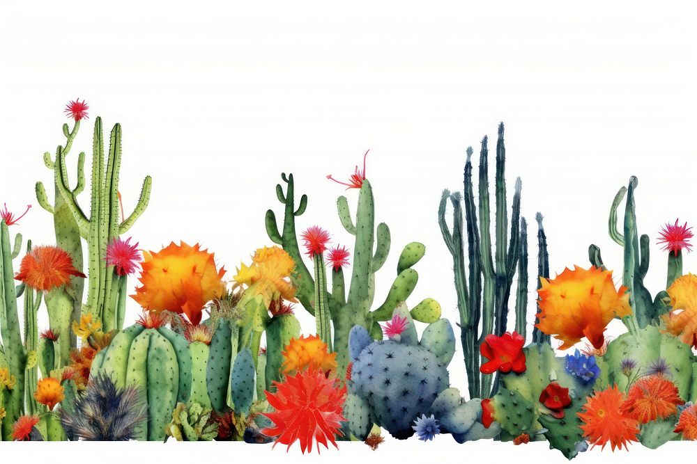 Cactus border backgrounds plant white background.