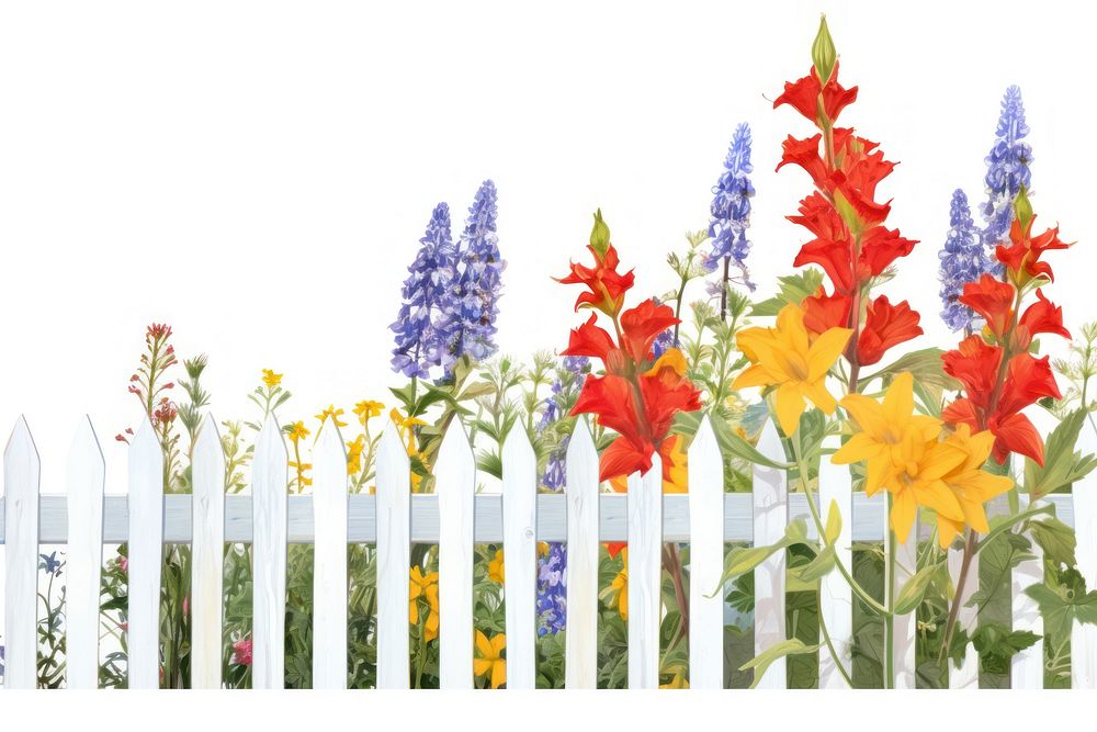 Garden flower with fence border outdoors nature plant.