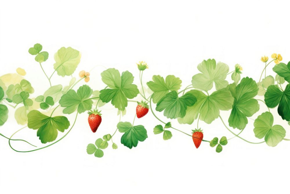 Strawberry and ivy leaves border plant leaf food.