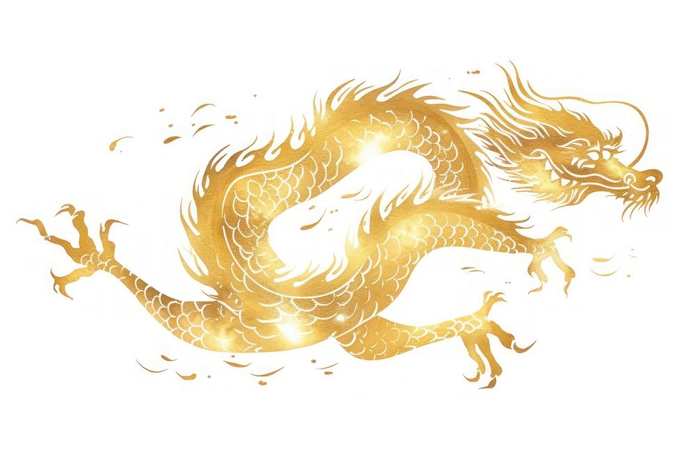 Chinese dragon gold white background chinese dragon. AI generated Image by rawpixel.