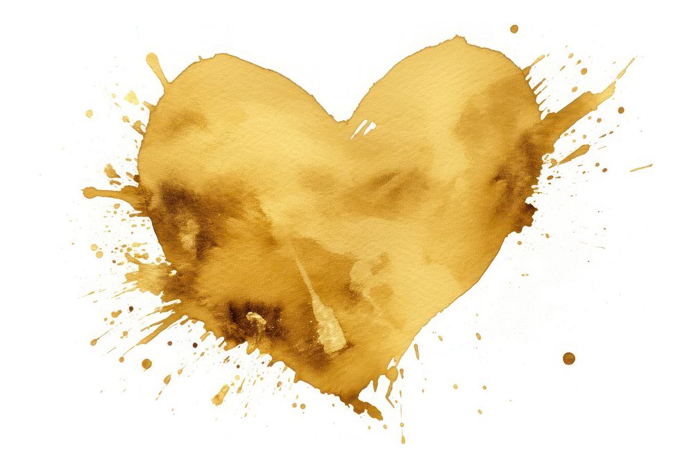 Broken heart gold white background splattered. AI generated Image by rawpixel.