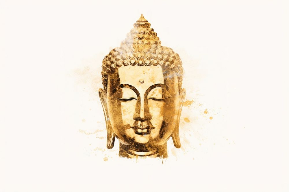 Buddhist head gold white background representation. AI generated Image by rawpixel.