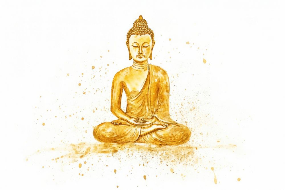 Buddhist gold white background representation. AI generated Image by rawpixel.