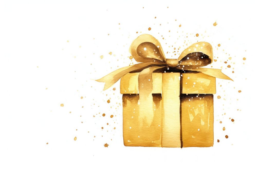 Gift box gold white background celebration. AI generated Image by rawpixel.