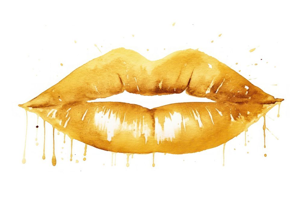 Lip gold white background splattered. AI generated Image by rawpixel.