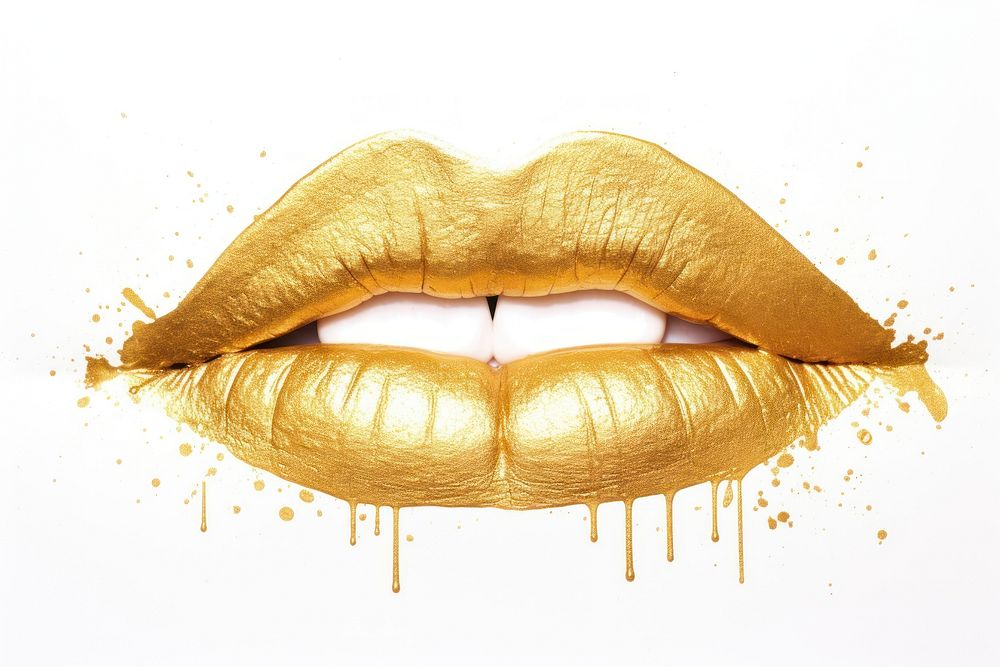 Lip lipstick gold white background. AI generated Image by rawpixel.