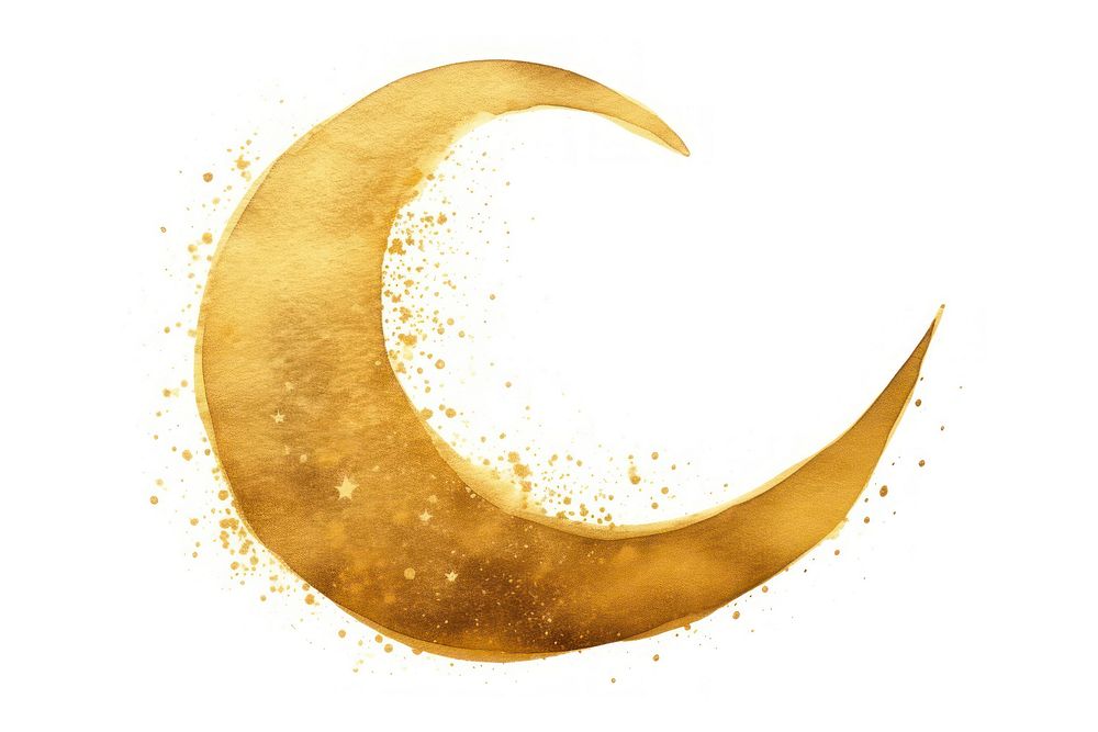 Moon gold night white background. AI generated Image by rawpixel.