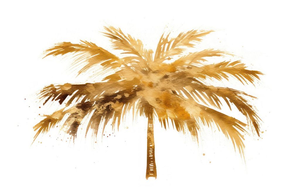 Palm tree plant gold white background. AI generated Image by rawpixel.
