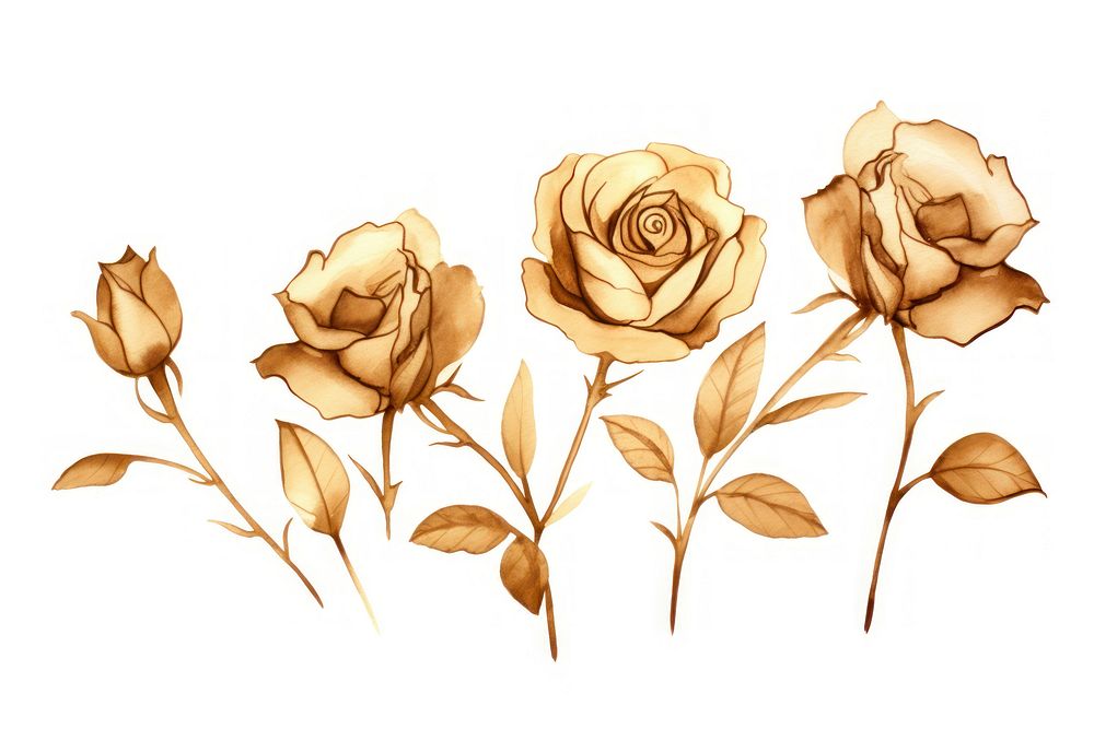 Roses drawing flower sketch. AI generated Image by rawpixel.