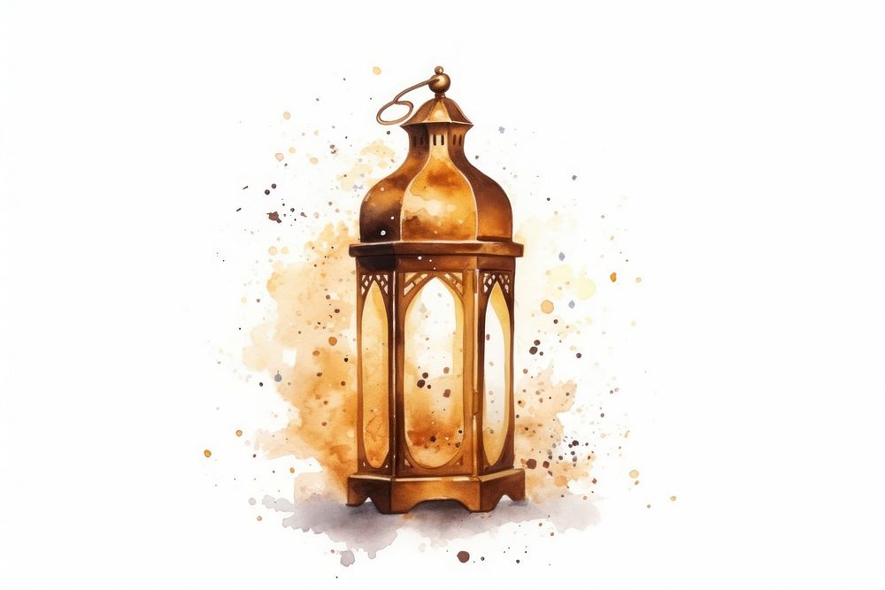Ramadan lantern white background architecture illuminated. AI generated Image by rawpixel.