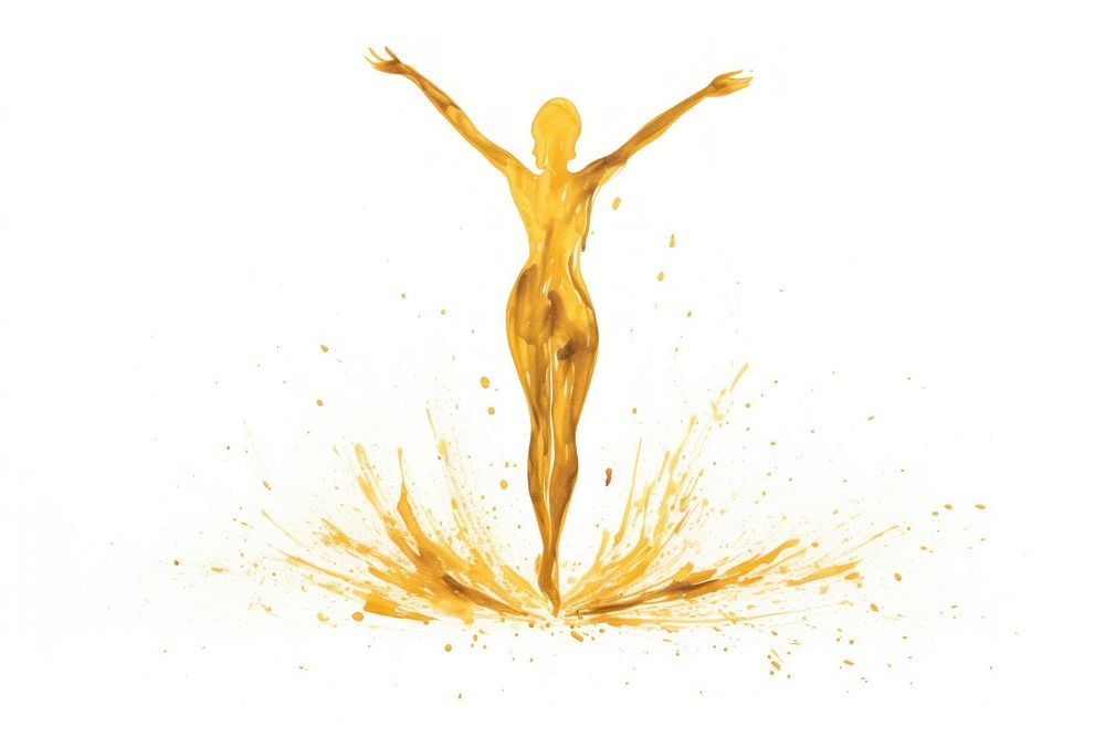 Yoga gold white background creativity. AI generated Image by rawpixel.