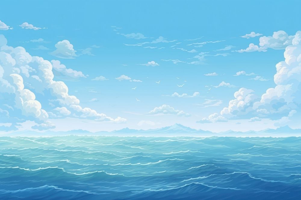 Pixel art is a sea landscape backgrounds outdoors. AI generated Image by rawpixel.