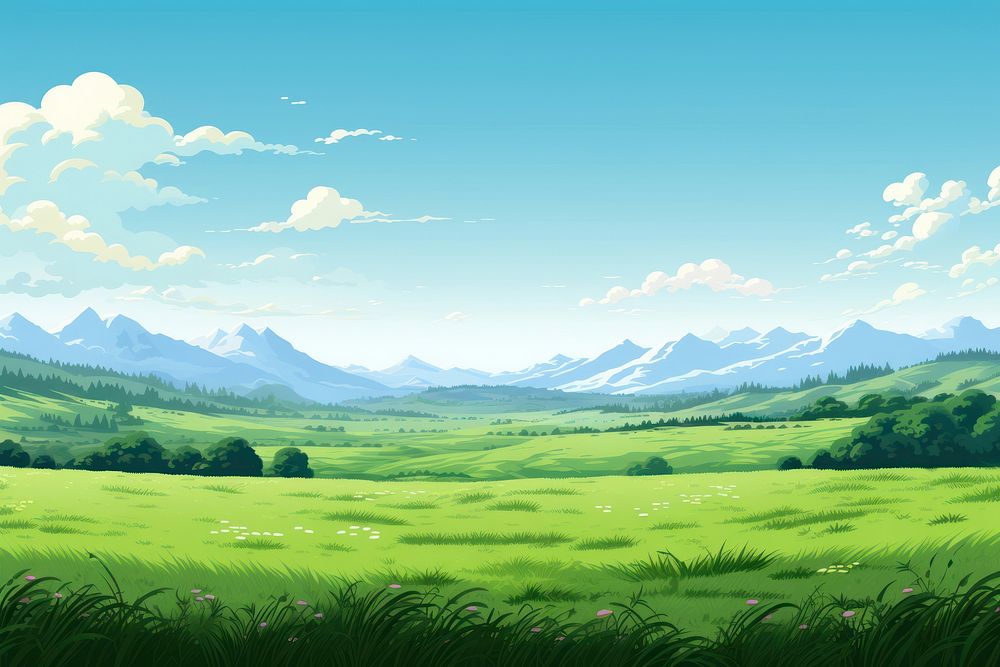 Grassland landscape grassland outdoors. AI generated Image by rawpixel.